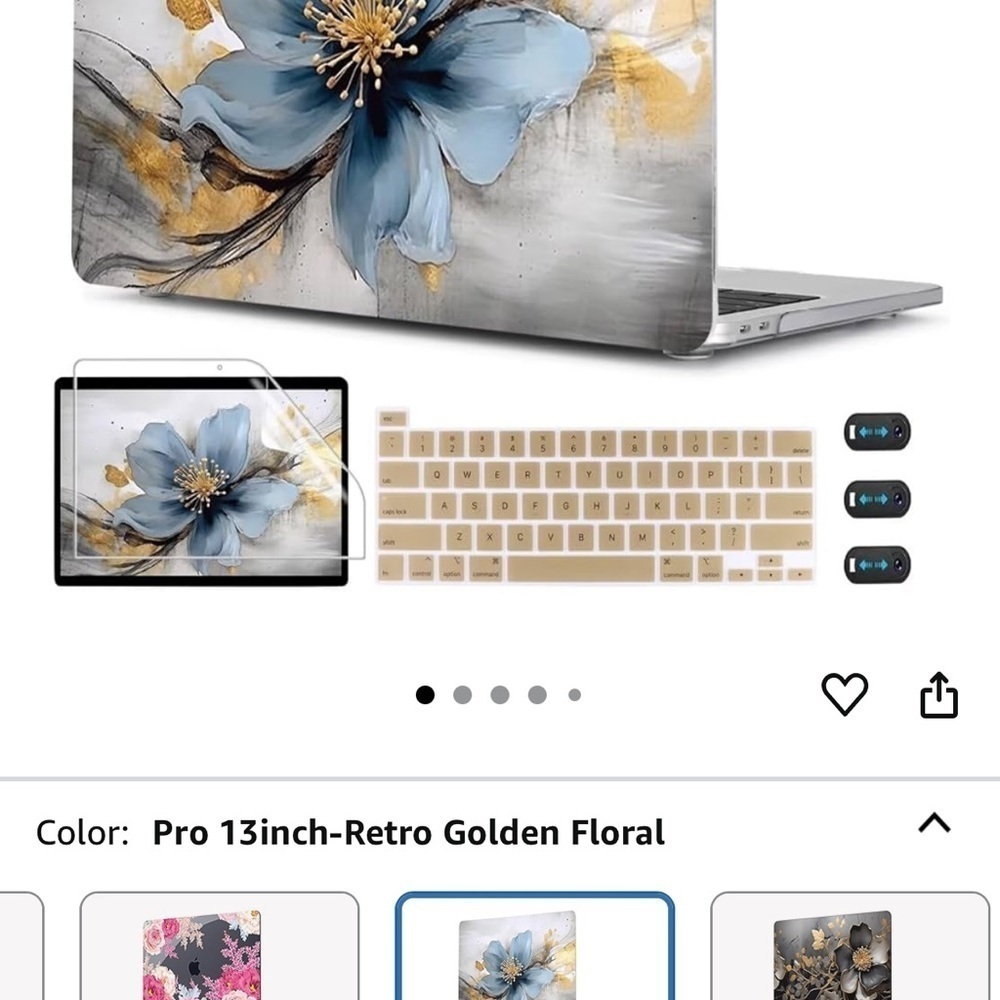NWT CISSOOK Compatible with MacBook Pro 13 Inch Floral Case Screen Protector - Picture 4 of 4